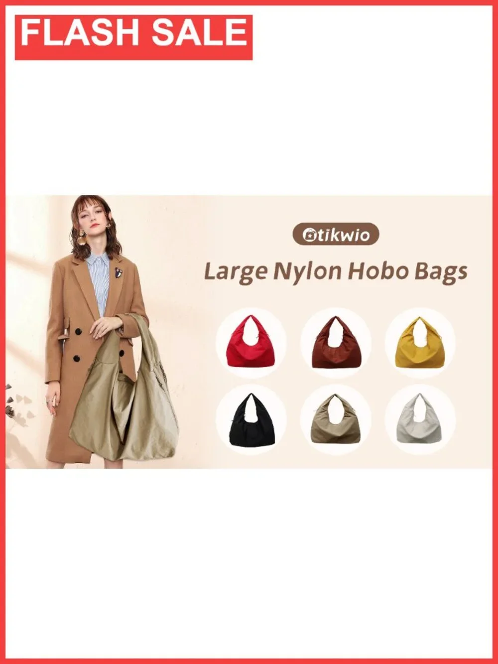 Slouchy Nylon Hobo Bag Large Tote Shoulder Bag Travel Gym Beach Weekend